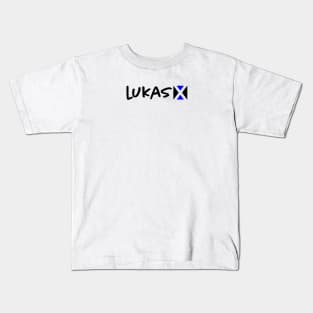 Black and Blue Lukas X Logo Kids T-Shirt